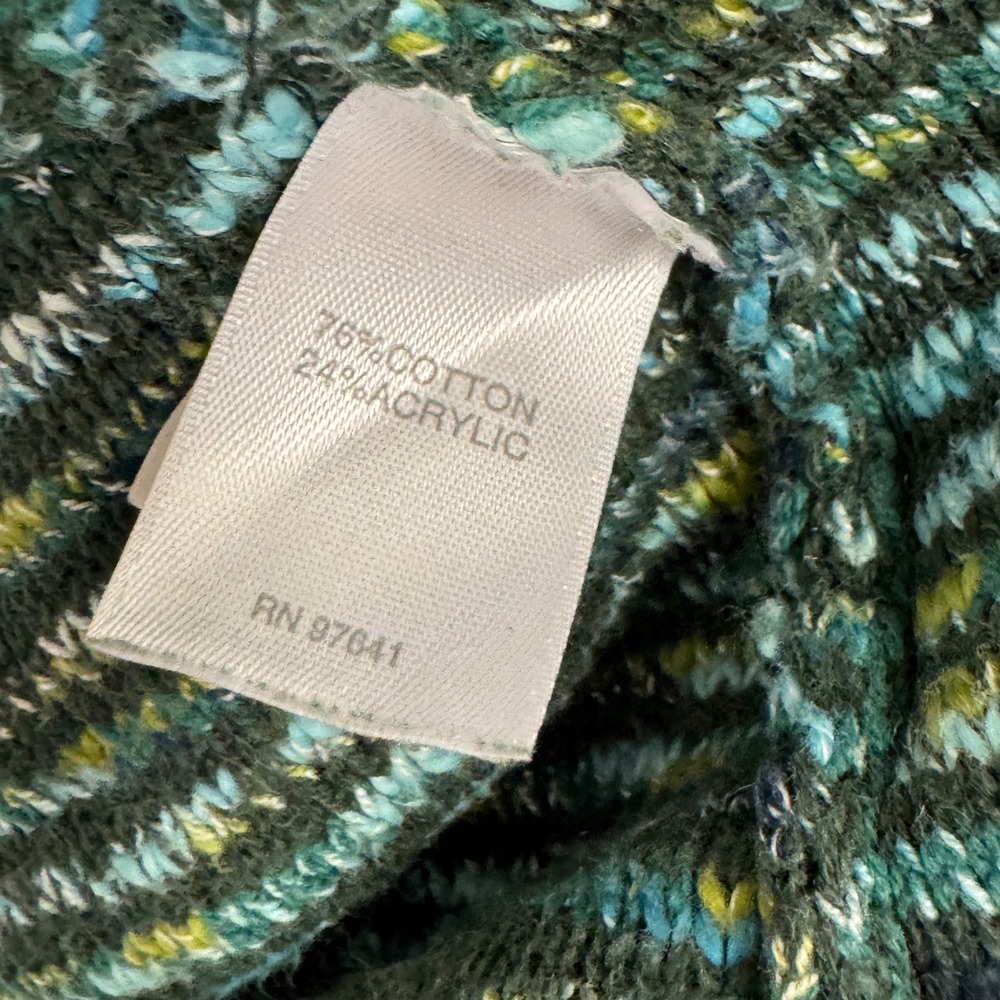 J. Jill Green Space Dye Open Front Cardigan Sweater XL Petite Cotton Blend - Picture 8 of 9